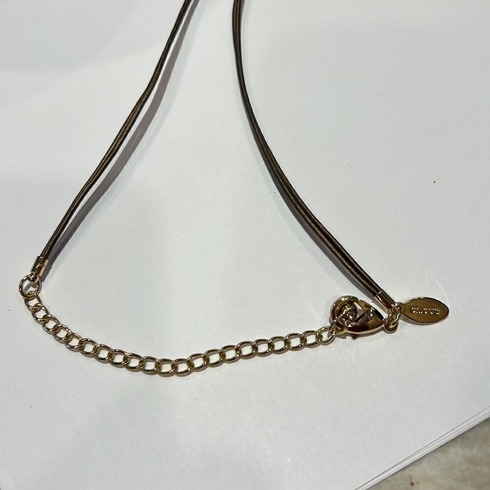CHICO’S Women’s Long Y-Style With Cord & Chunky Gold Diamond Shapes Brown - Picture 6 of 7